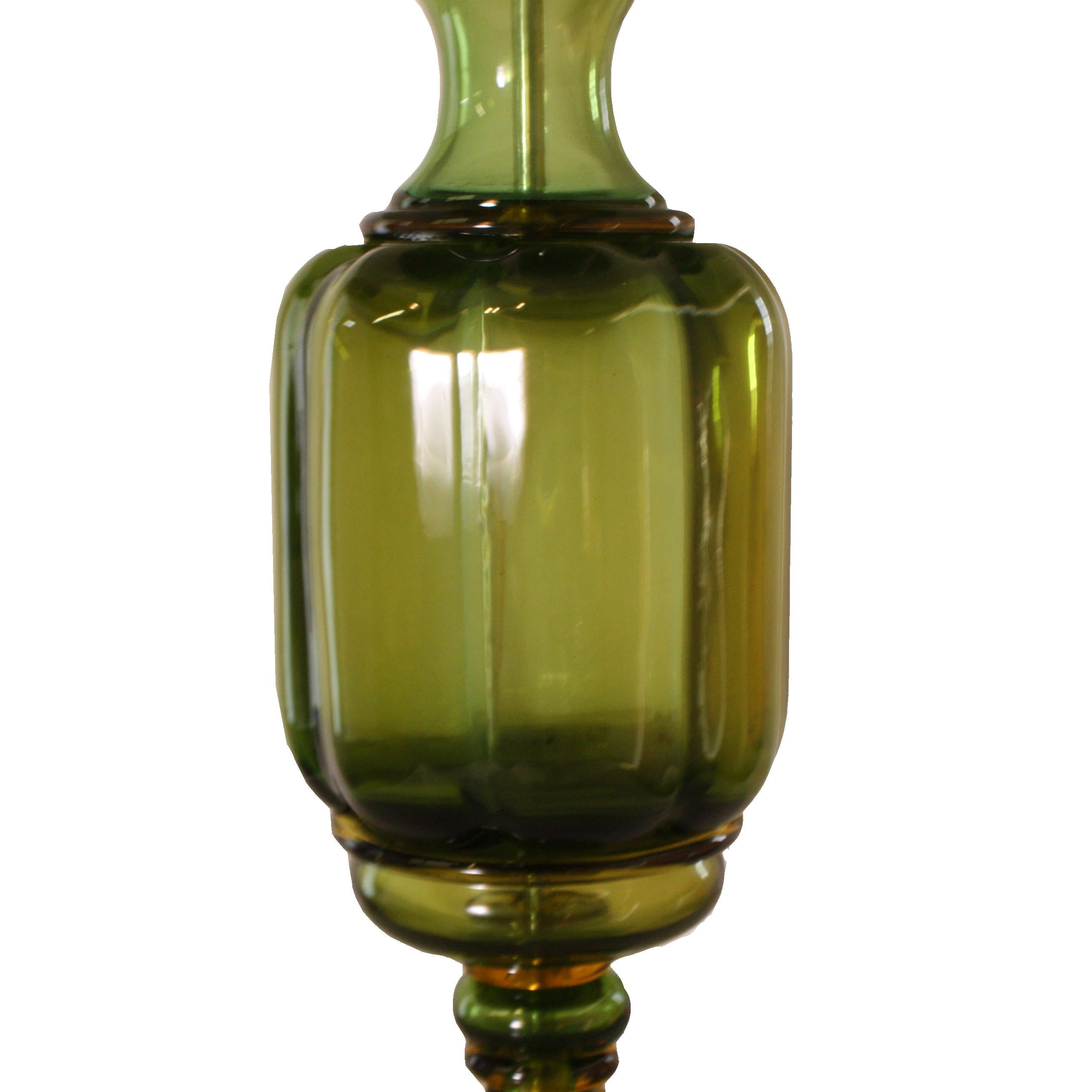 Italian Large Green Marbro Glass Lamp, circa 1960 For Sale