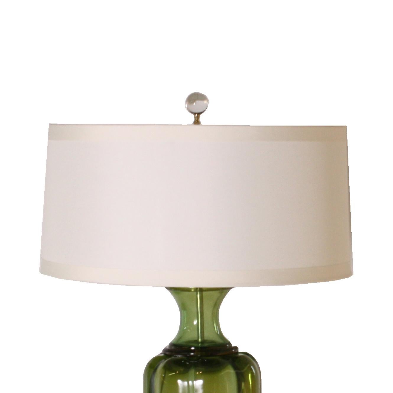 Large Green Marbro Glass Lamp, circa 1960 In Good Condition For Sale In Dallas, TX