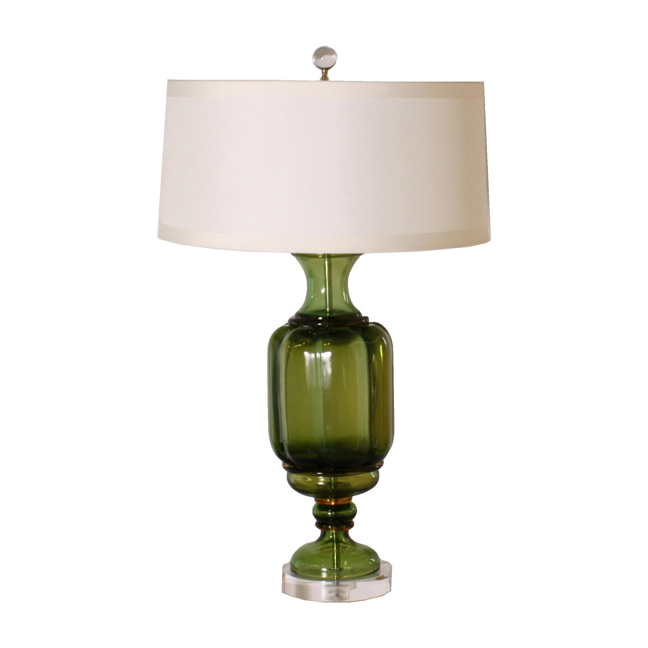 Large Green Marbro Glass Lamp, circa 1960 For Sale