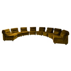 Large Green Modular Sofa, Italy 1970s