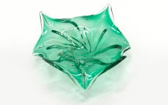 Large Green Murano Blown Art Glass Dish / Centerpiece, Excellent, Ships Free USA