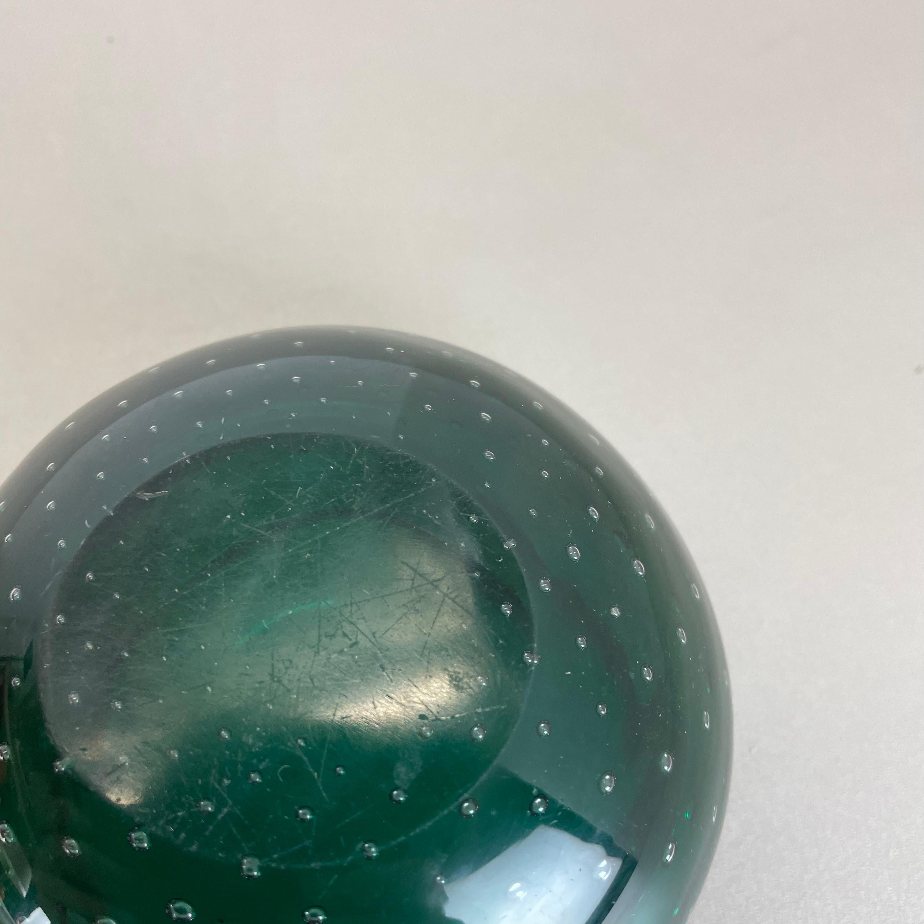 Grand cendrier en verre de Murano à bulles vertes avec éléments en forme de coquillage, Murano, Italie, 1970 en vente 6