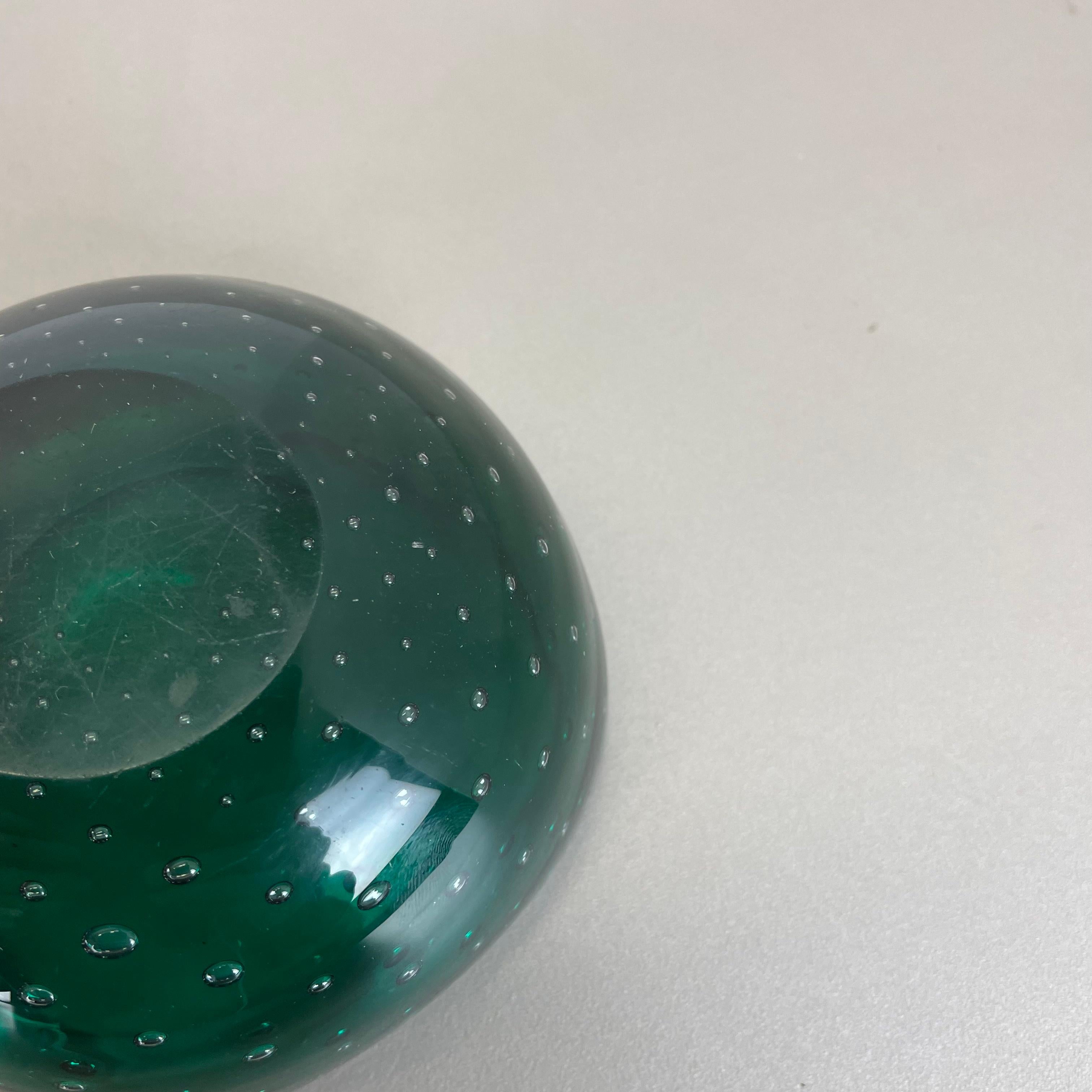 Large Green Murano Bubble Glass Bowl Element Shell Ashtray Murano, Italy, 1970s For Sale 5
