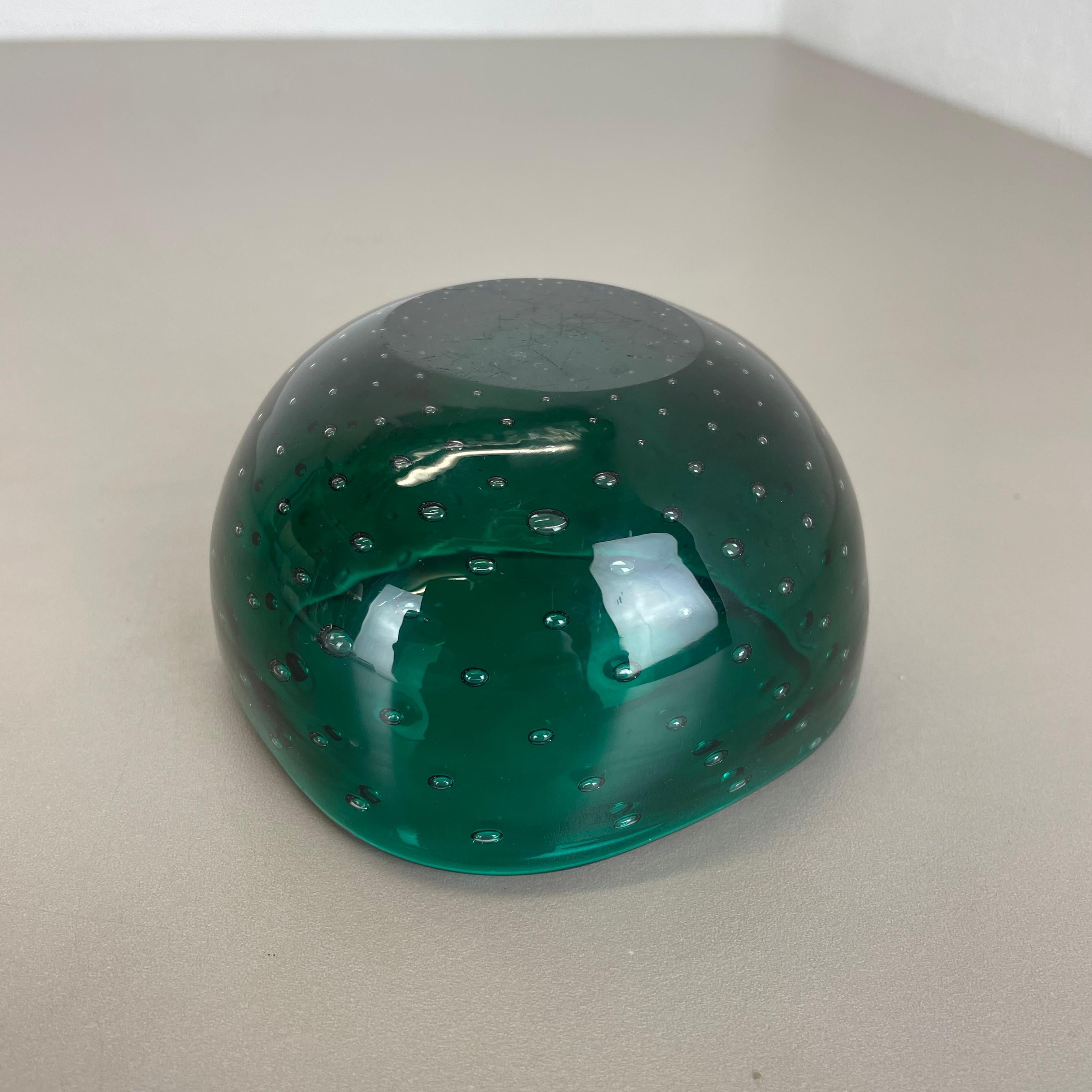 Large Green Murano Bubble Glass Bowl Element Shell Ashtray Murano, Italy, 1970s For Sale 6