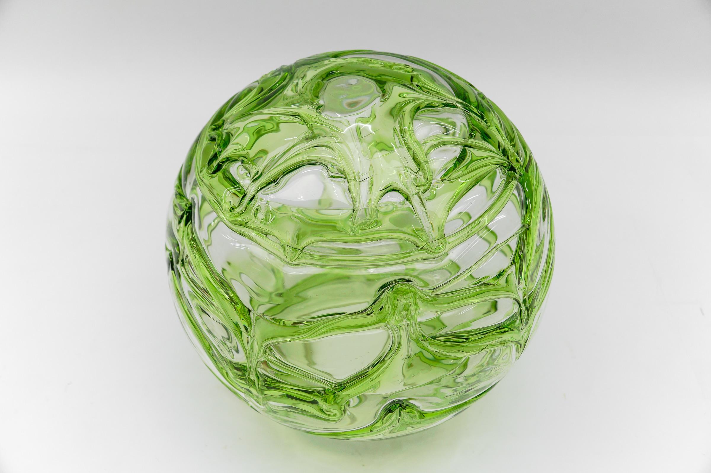 Large Green Murano Glass Ball Pendant Lamp by Doria, - 1960s Germany For Sale 9