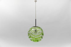 Large Green Murano Glass Ball Pendant Lamp by Doria, - 1960s Germany