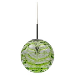 Vintage Large Green Murano Glass Ball Pendant Lamp by Doria, - 1960s Germany