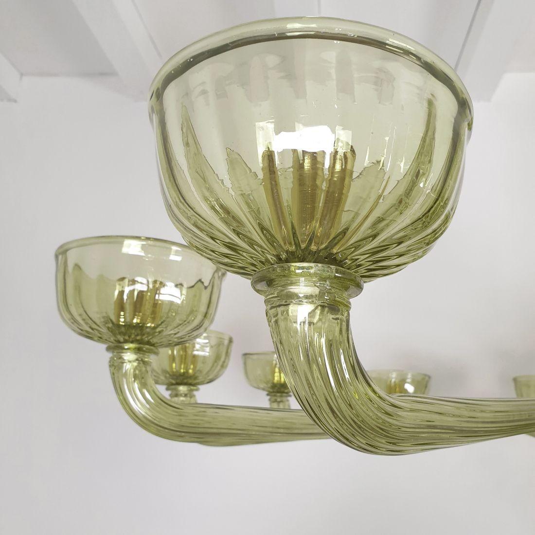 Large Green Murano glass chandelier, Italy 3