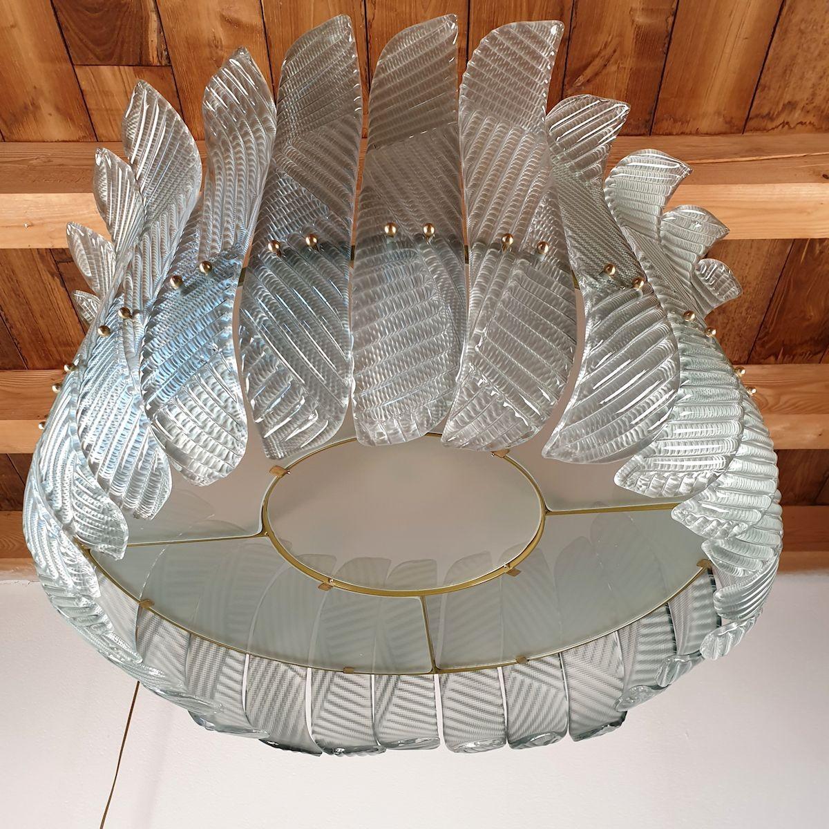 Mid-Century Modern Grand lustre en verre de Murano vert, Italie en vente