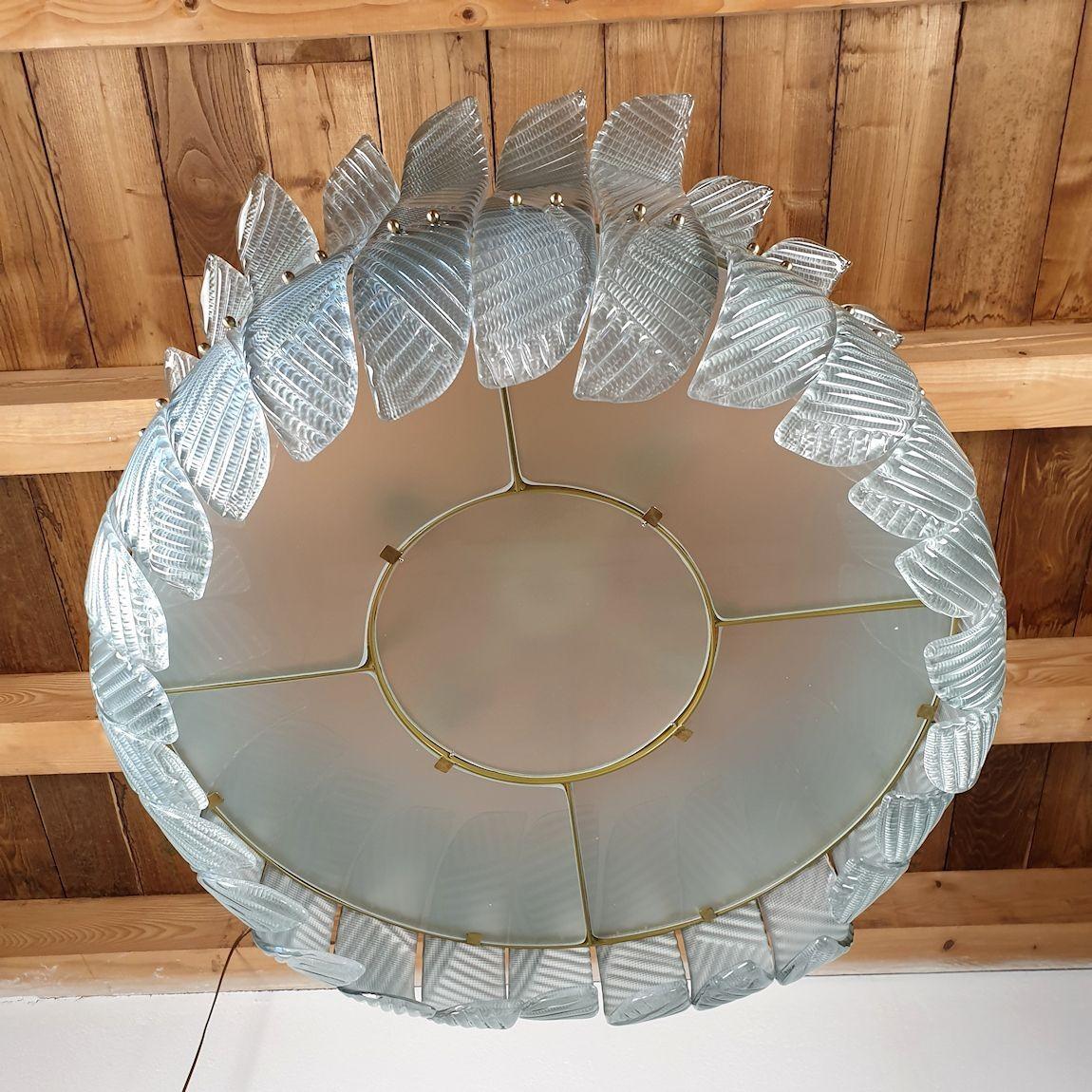 italien Grand lustre en verre de Murano vert, Italie en vente