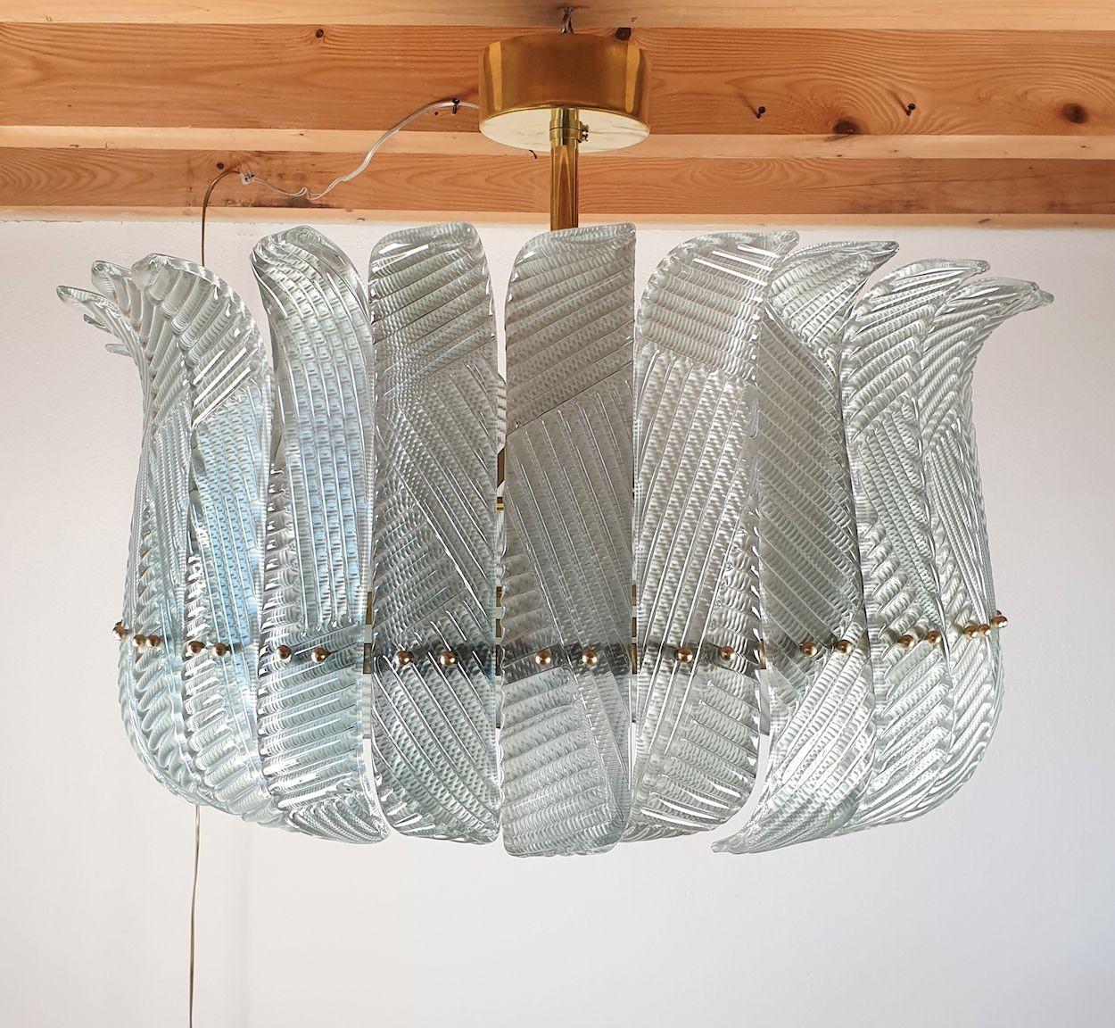 Fin du 20e siècle Grand lustre en verre de Murano vert, Italie en vente