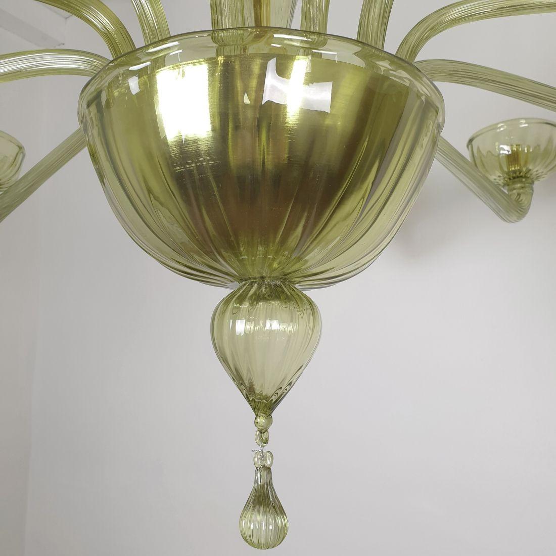 Large Green Murano glass chandelier, Italy 1