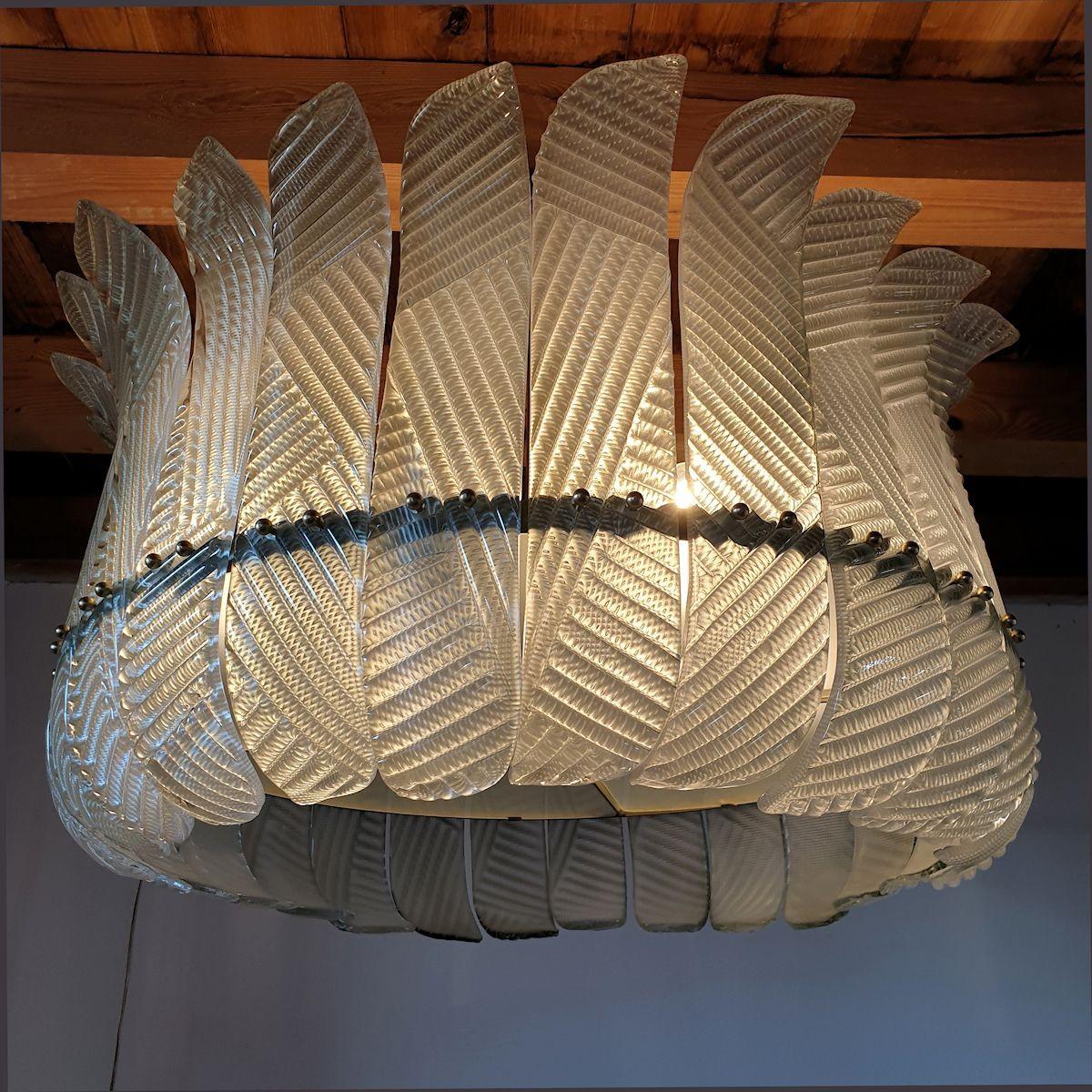 Grand lustre en verre de Murano vert, Italie en vente 1
