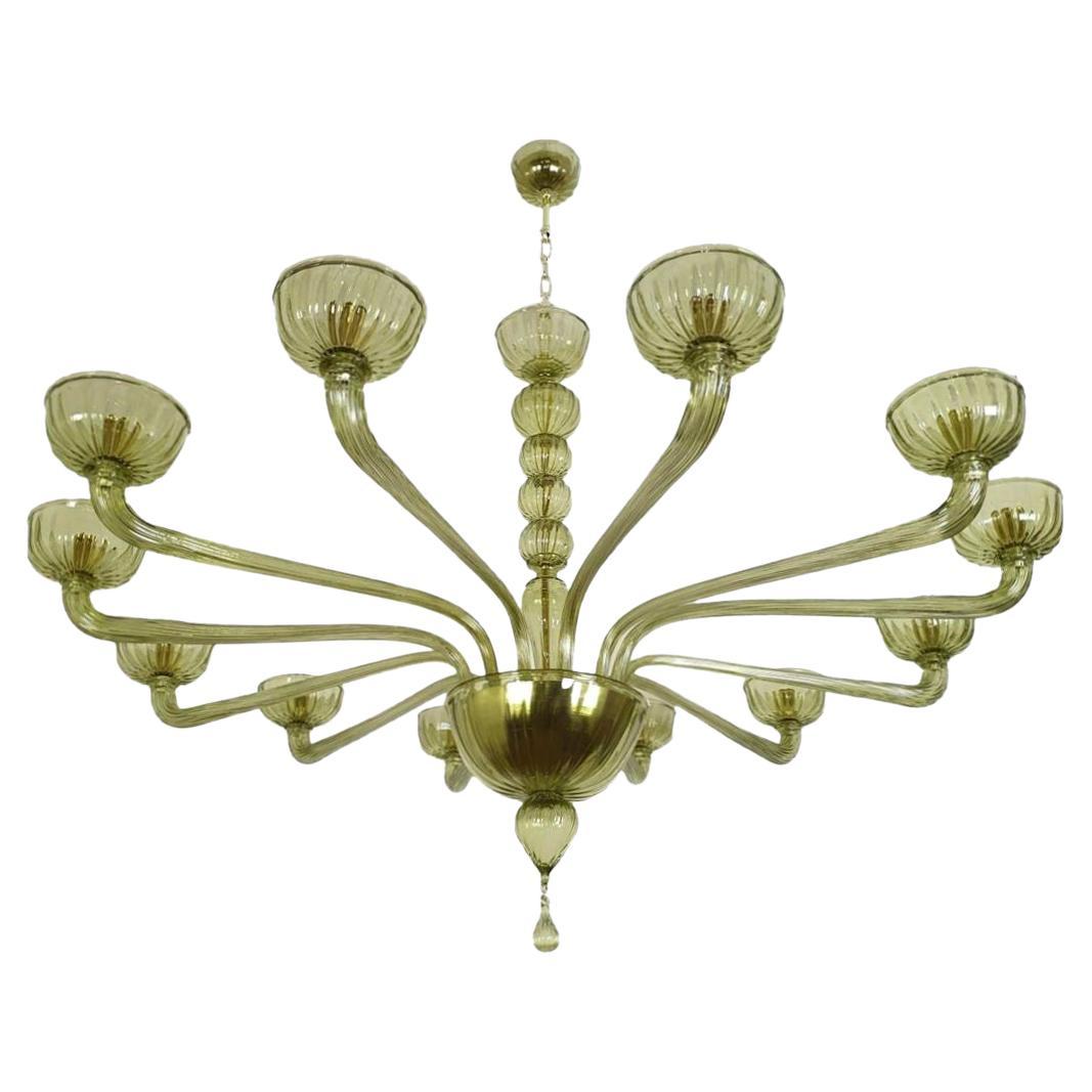 Large Green Murano glass chandelier, Italy