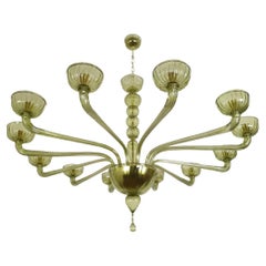 Large Green Murano glass chandelier, Italy