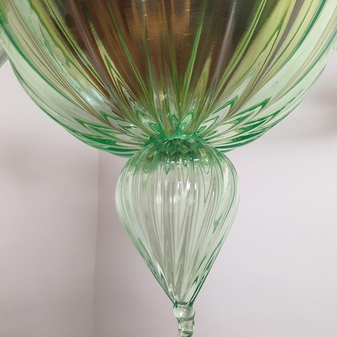 Large green Murano glass chandelier, Mid Century For Sale 3
