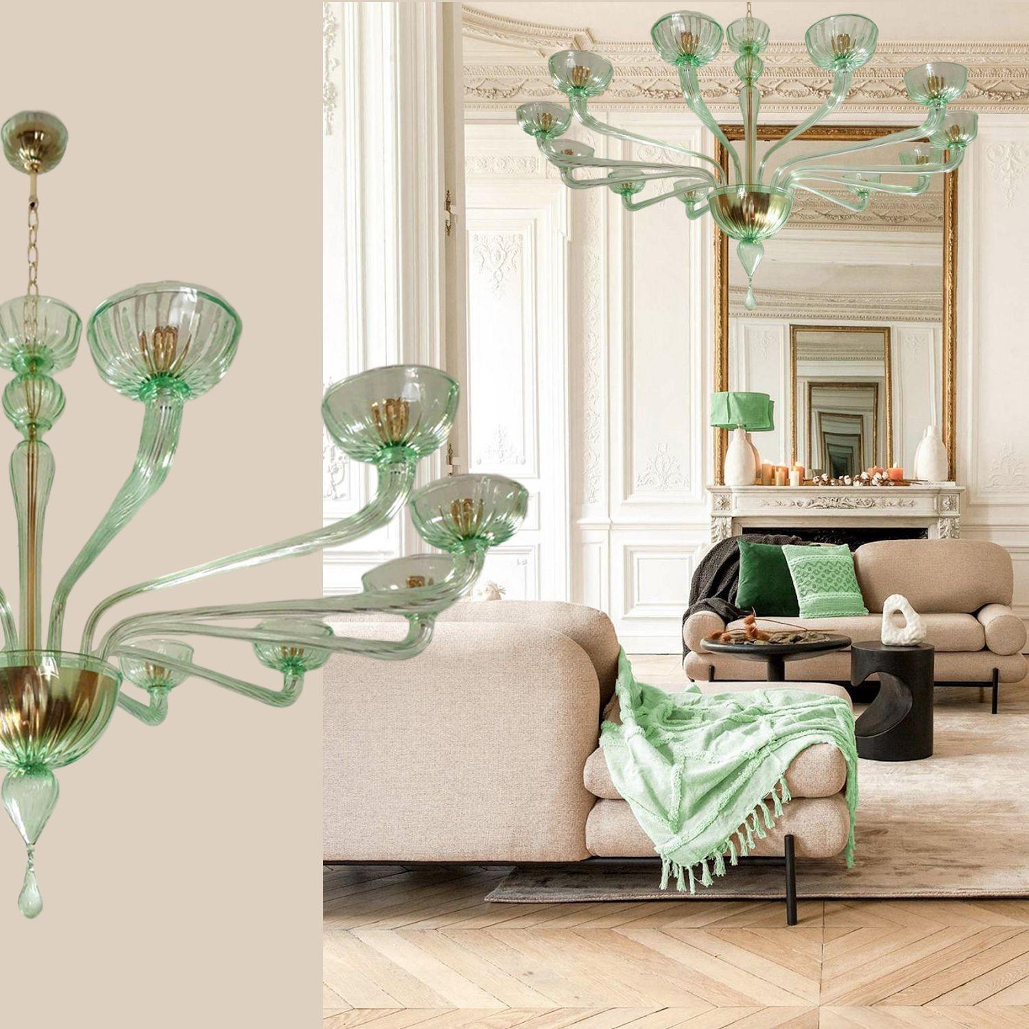 green glass chandelier