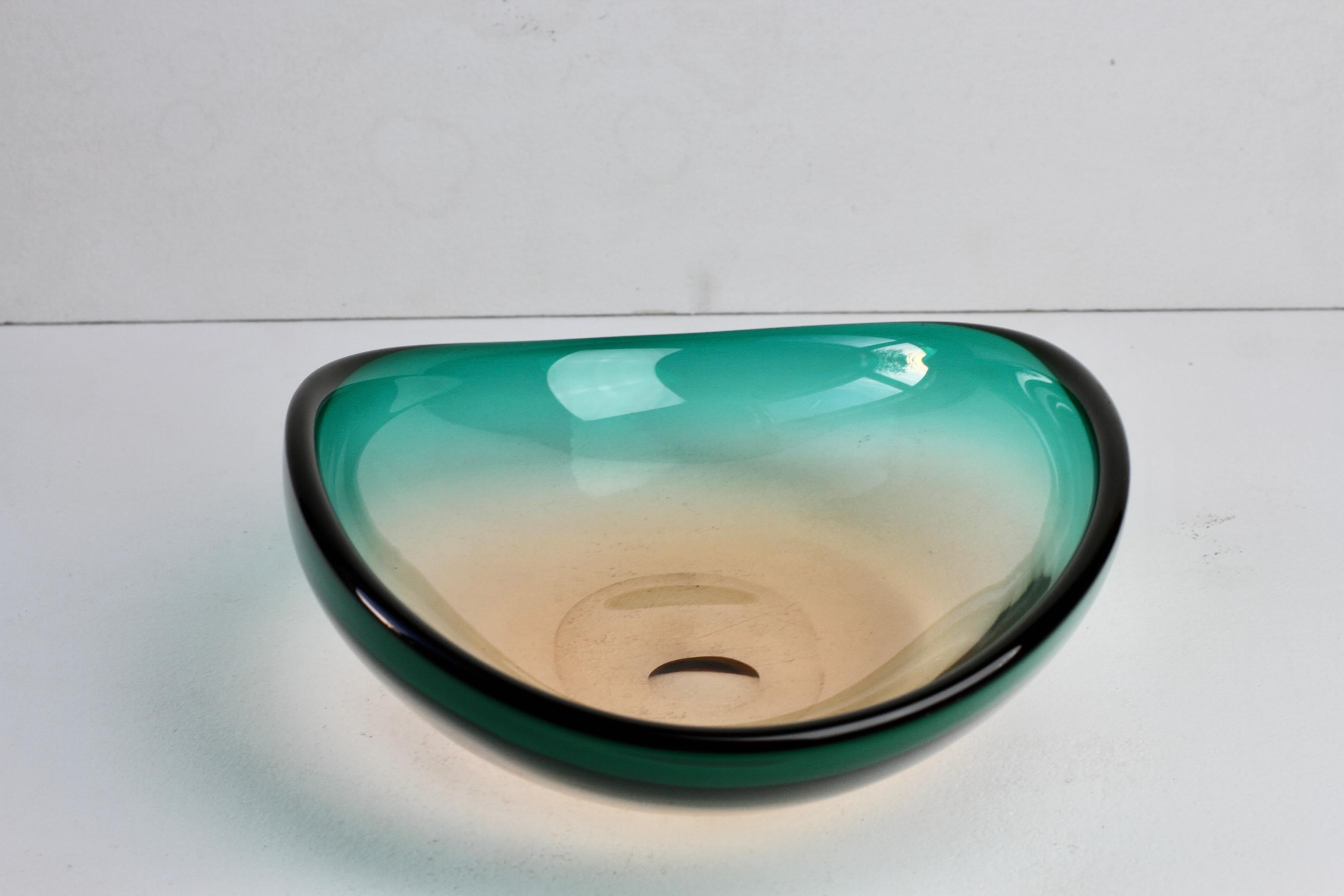 Grande piatto in vetro di Murano verde Flavio Poli per Seguso d'Arte Attribuito C.C. 1960 in vendita 3