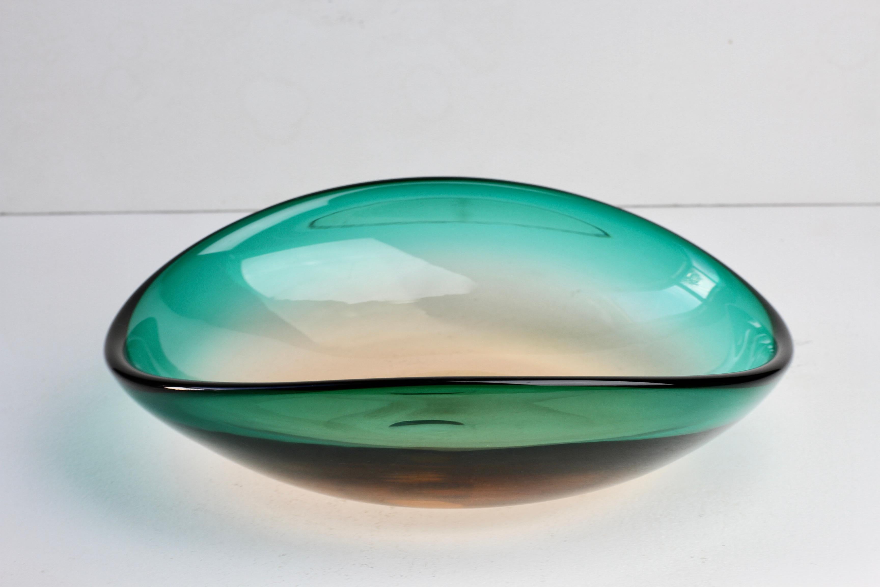 Grande piatto in vetro di Murano verde Flavio Poli per Seguso d'Arte Attribuito C.C. 1960 in vendita 1