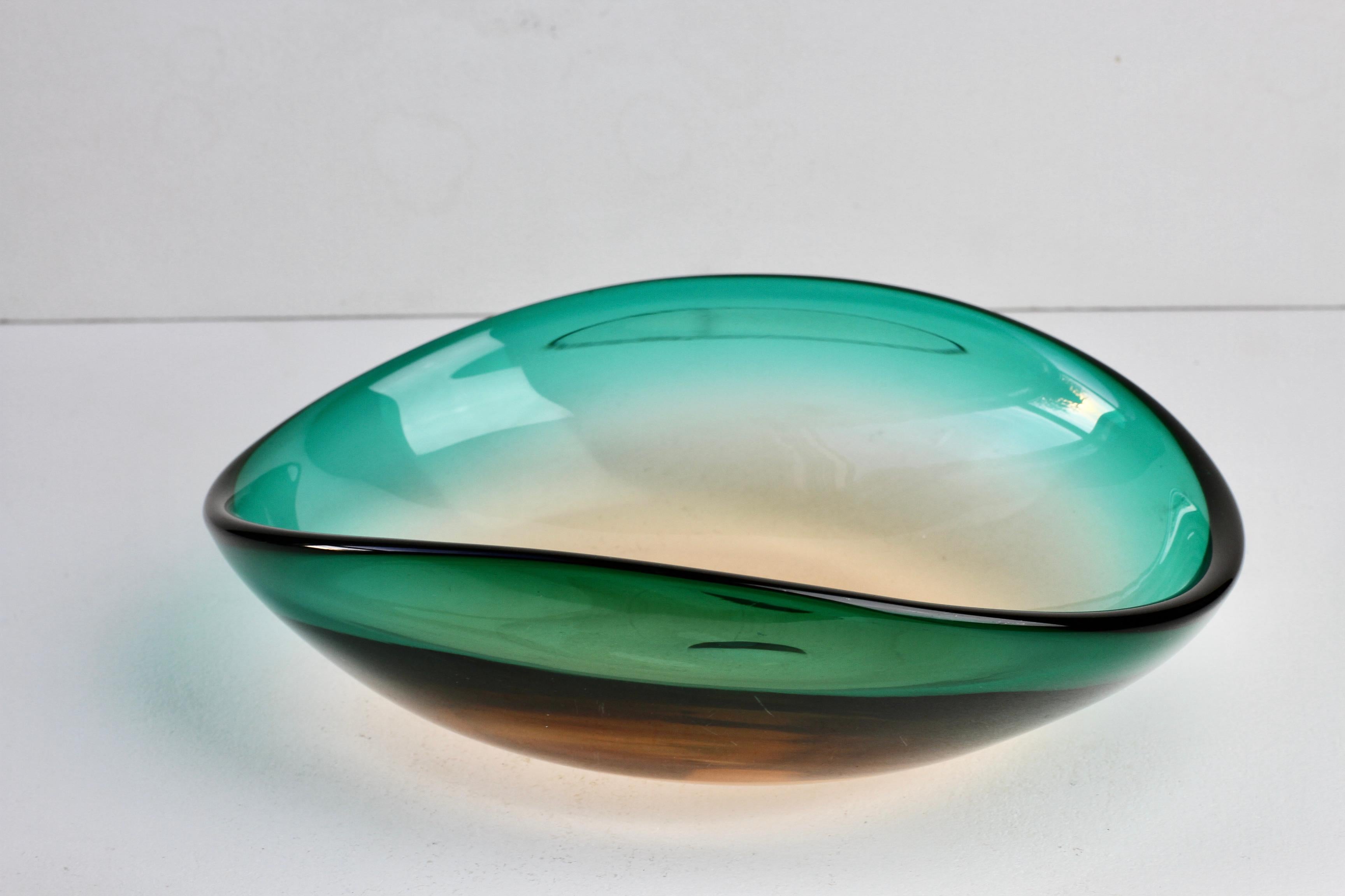Grande piatto in vetro di Murano verde Flavio Poli per Seguso d'Arte Attribuito C.C. 1960 in vendita 2
