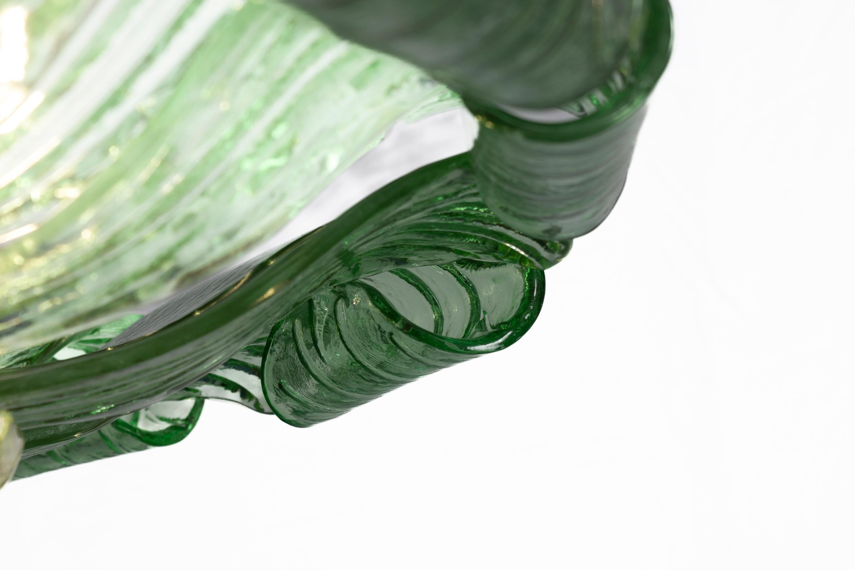 Grande lampada da soffitto o da incasso in vetro di Murano verde Leave in vendita 10