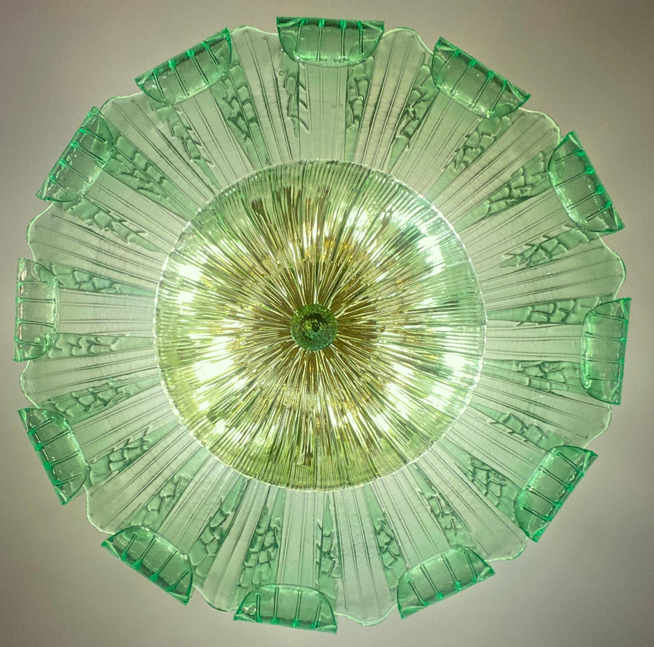  Large Green Murano Glass Leave Ceiling Light or Flush Mount  For Sale 12