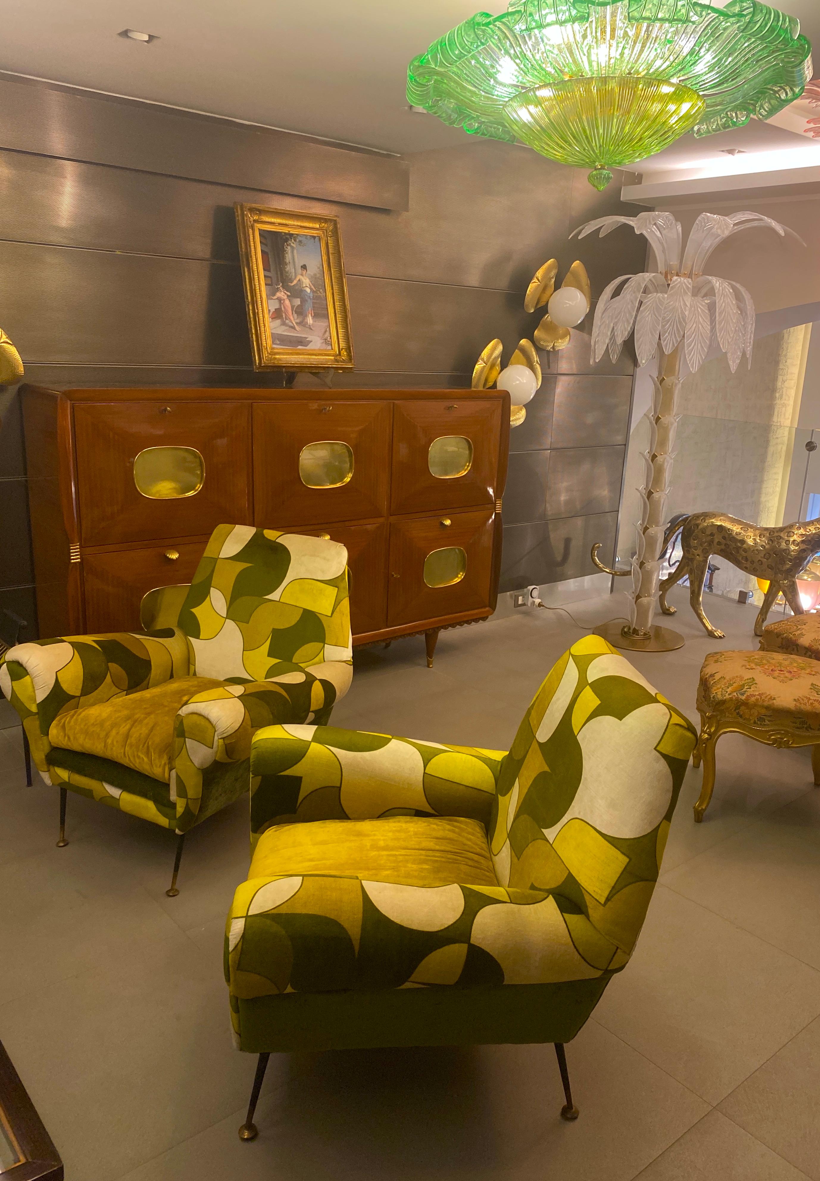 Lámpara de techo o empotrable grande de cristal de Murano verde Leave en venta 11