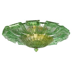 Large Green Murano Glass Leave Ceiling Light or Flush Mount