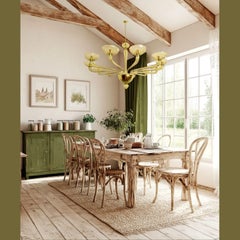 Large Green Murano glass mid-century modern chandelier