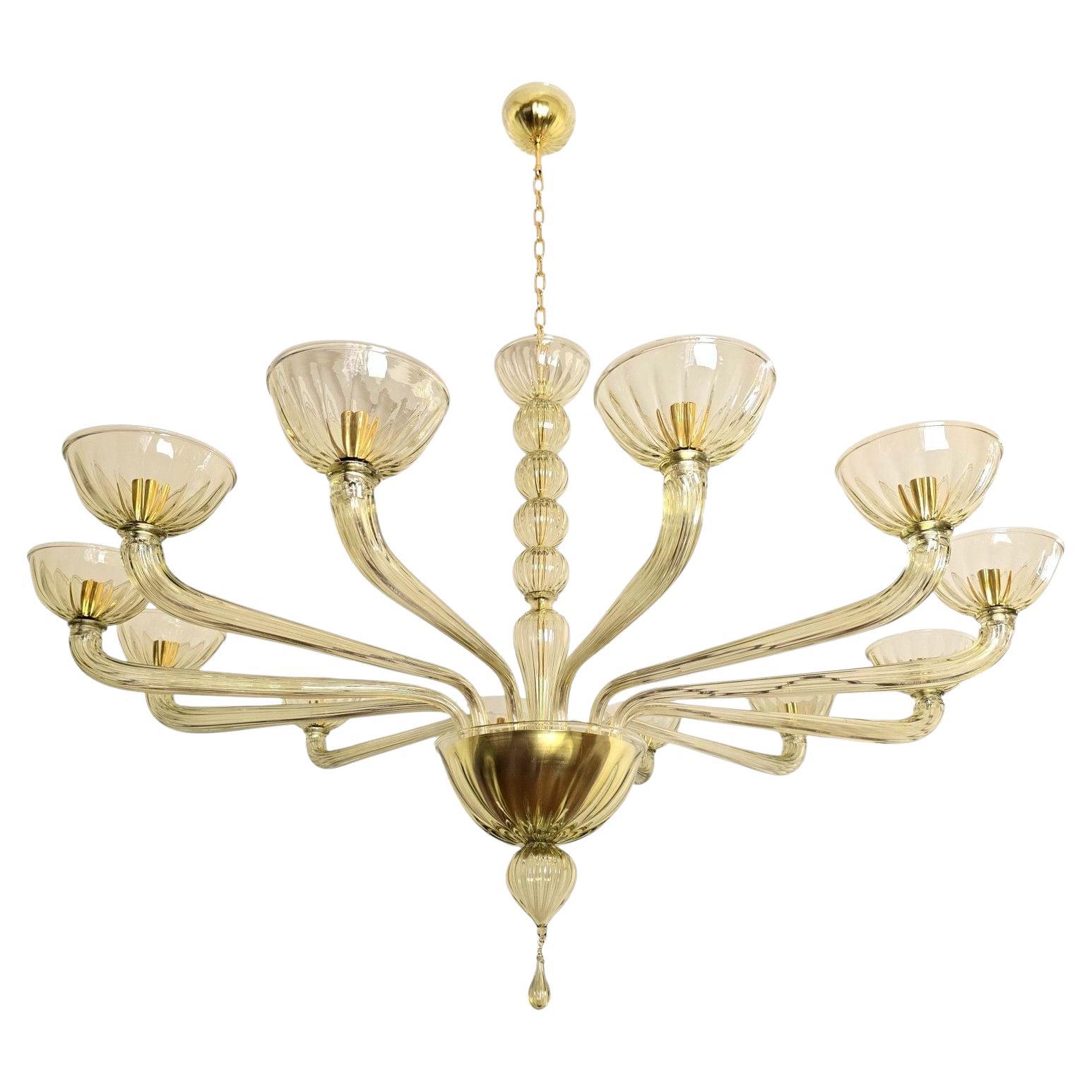 Large Green Murano glass mid-century modern chandelier
