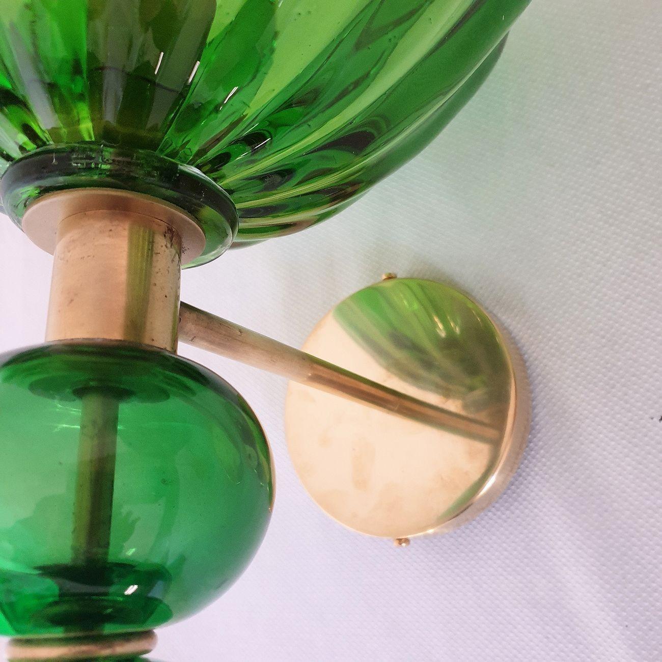 Green Murano glass Mid Century sconces - a pair For Sale 4