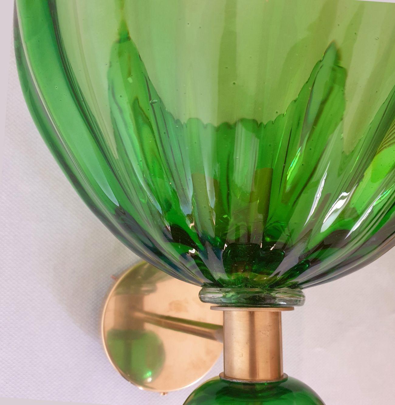 Green Murano glass Mid Century sconces - a pair For Sale 2