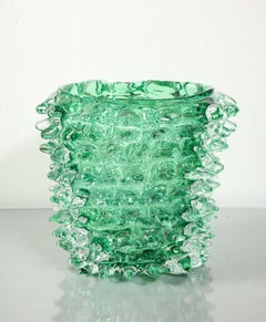 Large Green Murano Glass Spike Vase