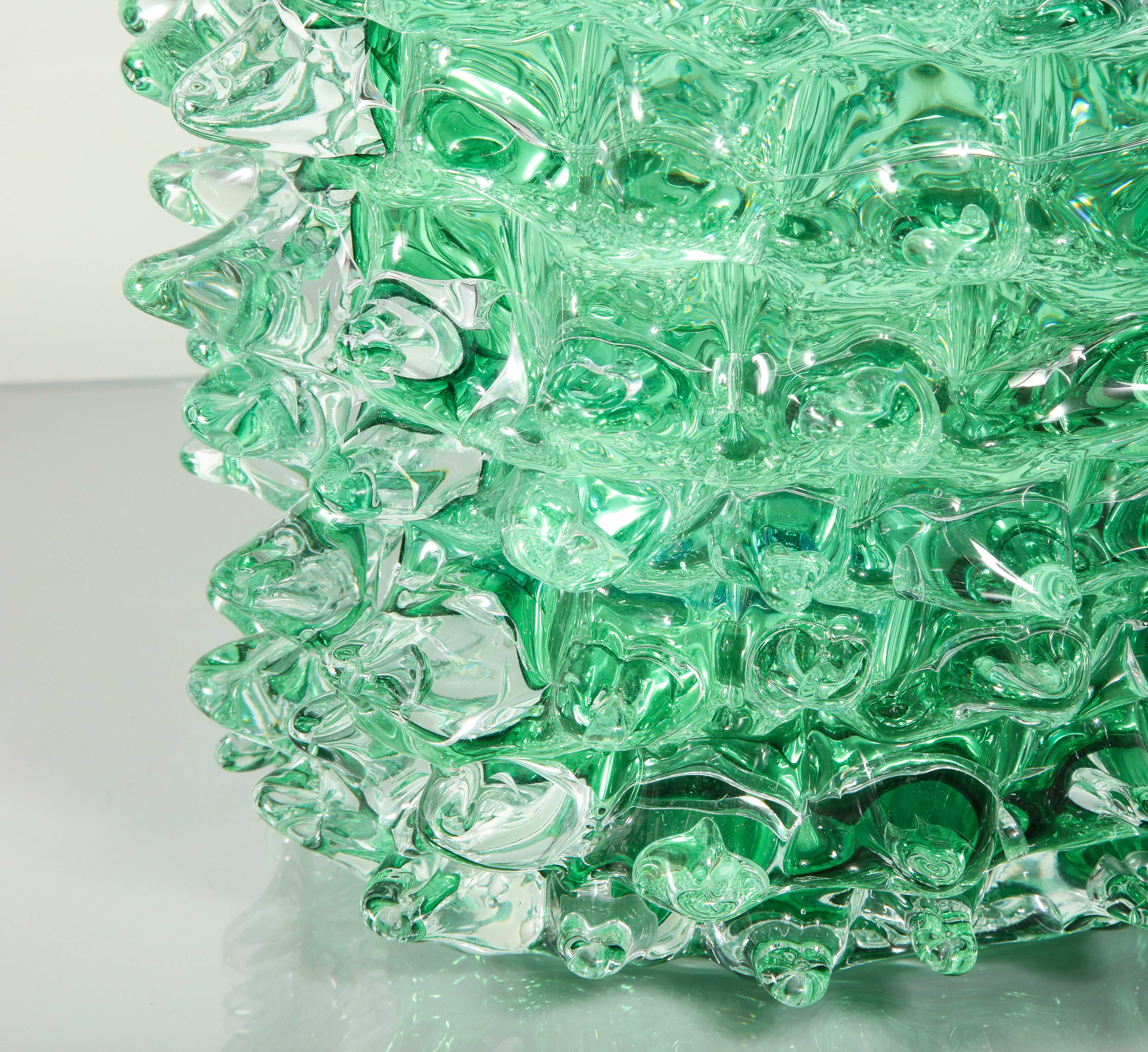 Large Green Murano Glass Spike Vase 2