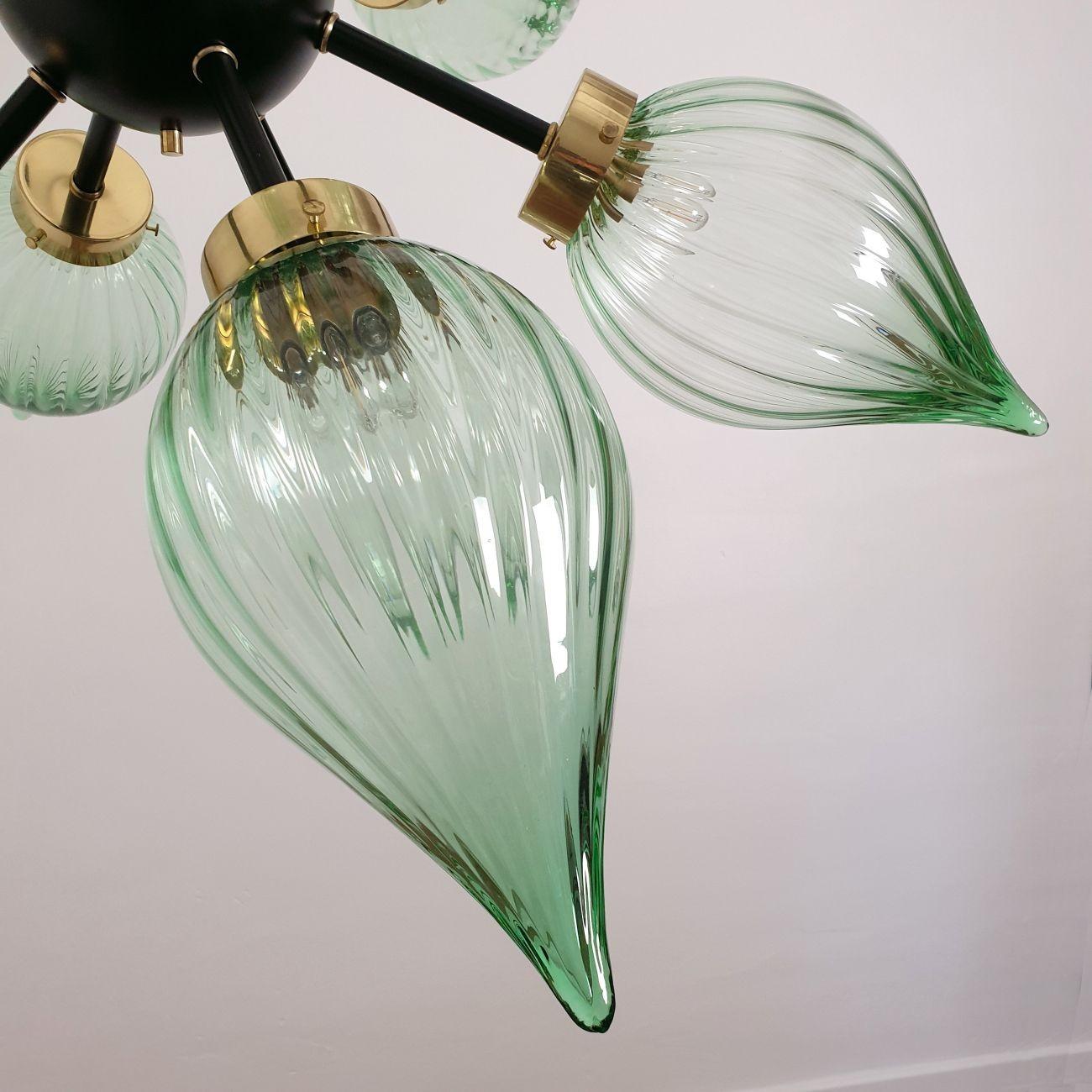 Large Green Murano Glass Sputnik Chandelier, Mid-Century Modern 4