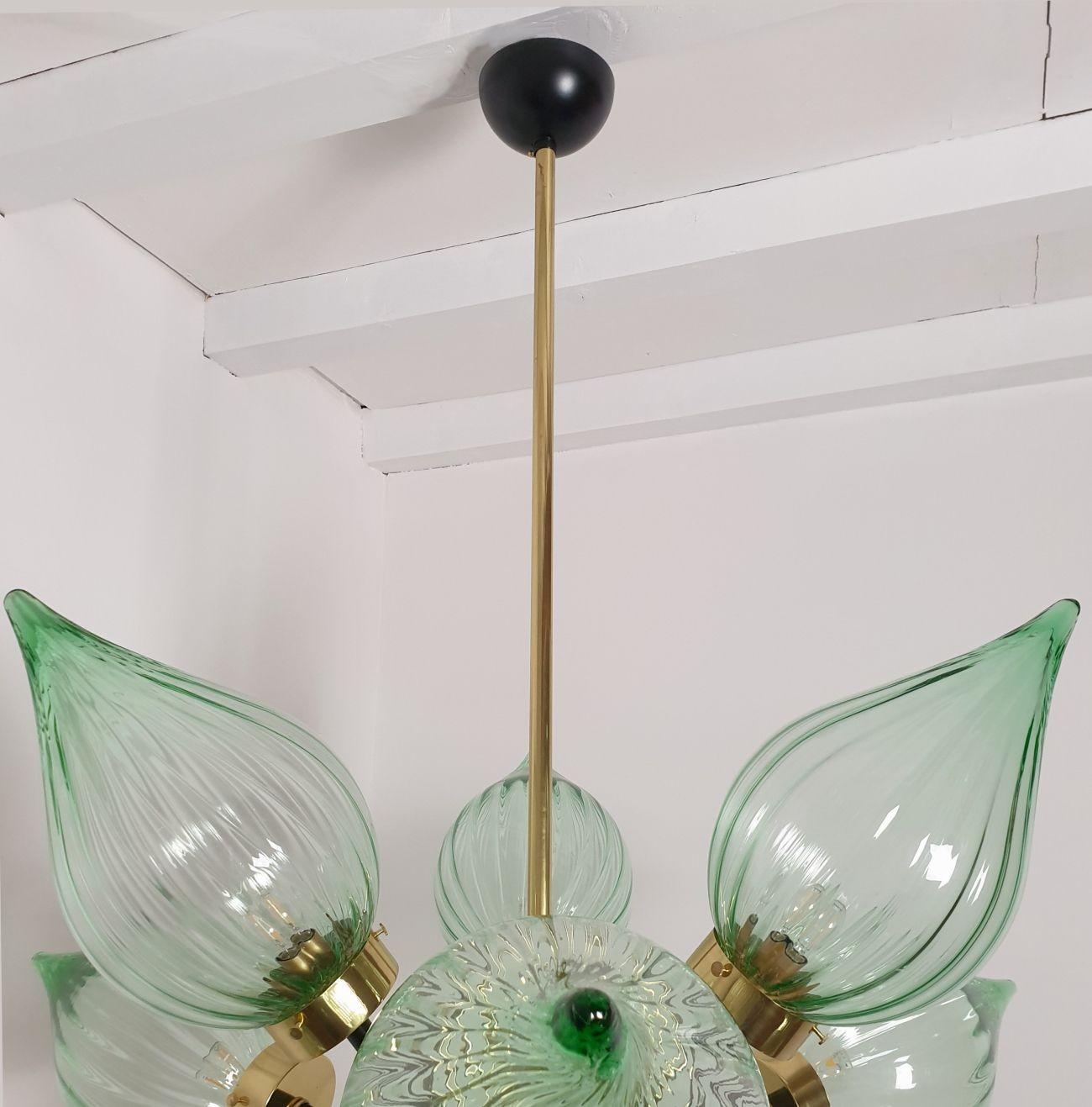 Large Green Murano Glass Sputnik Chandelier, Mid-Century Modern 7