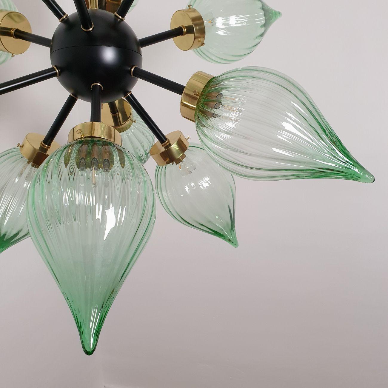 Large Green Murano Glass Sputnik Chandelier, Mid-Century Modern 3