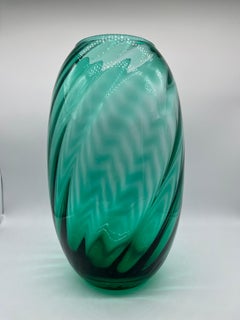 Large Green Murano vase by IVM Mazzega, art spiral glass
