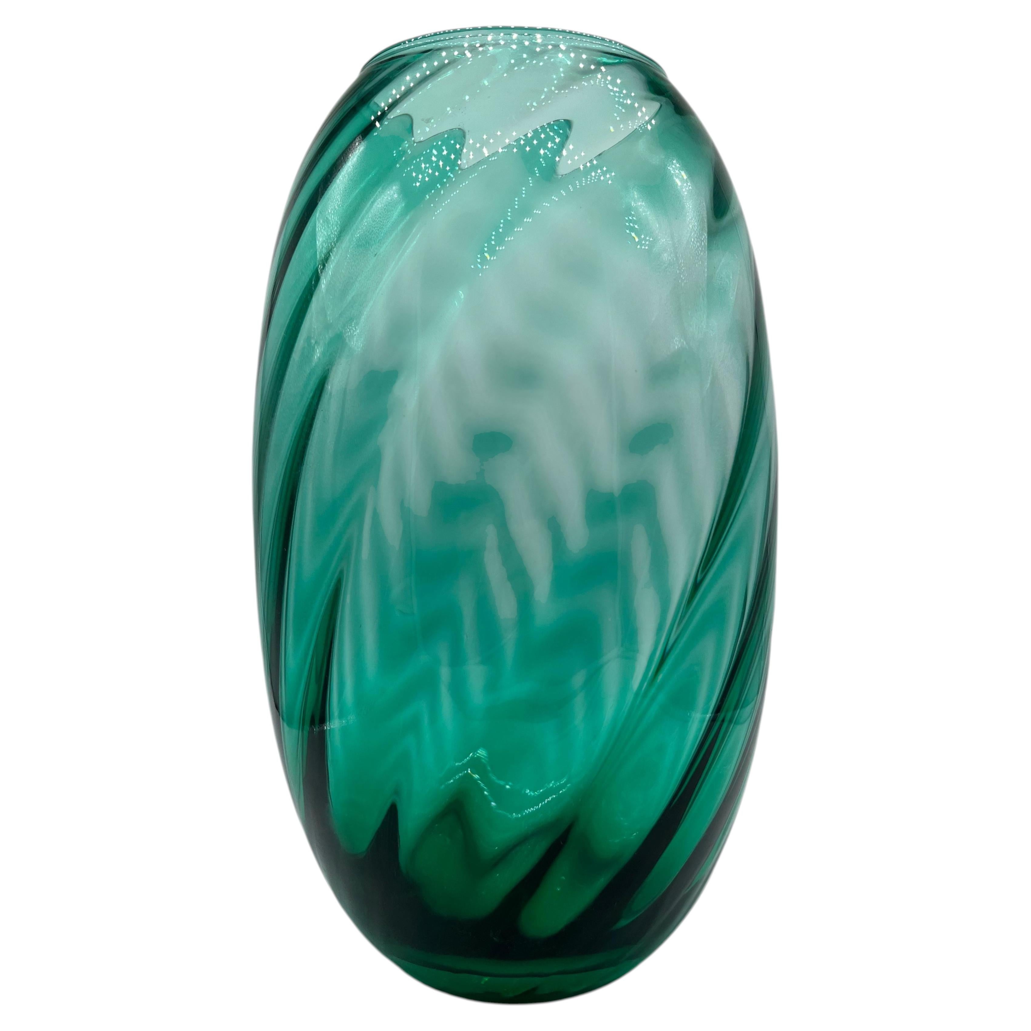 Large Green Murano vase by IVM Mazzega, art spiral glass