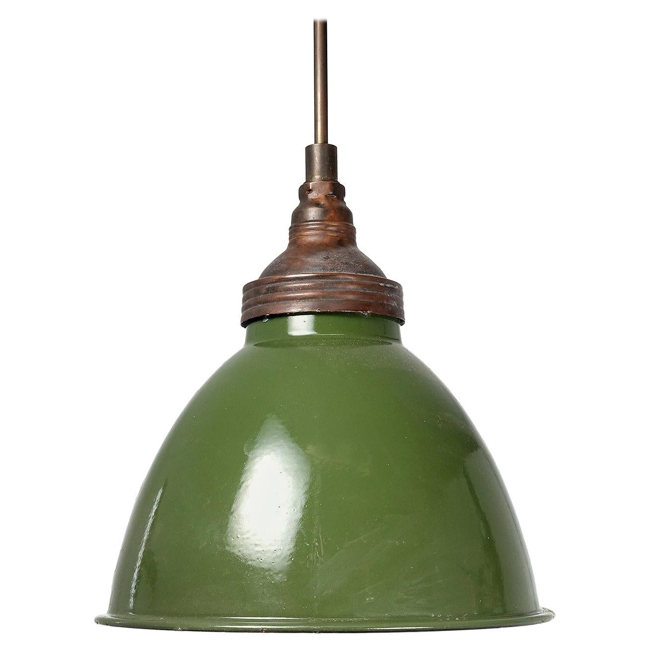 Large Green Over White Porcelain Dome Pendents