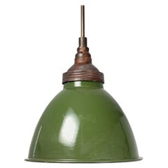 Large Green Over White Porcelain Dome Pendents