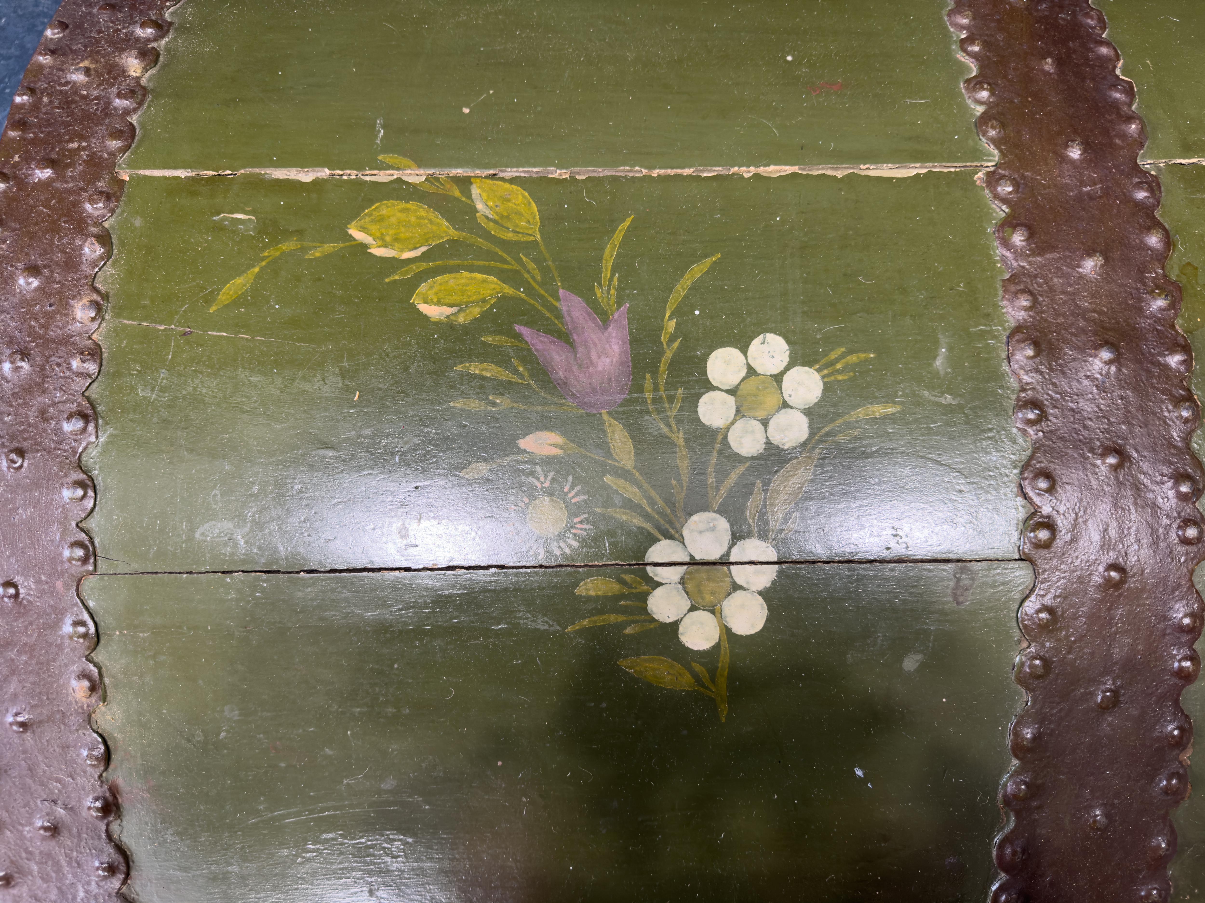 Large Green Painted Danish Folk Chest For Sale 3
