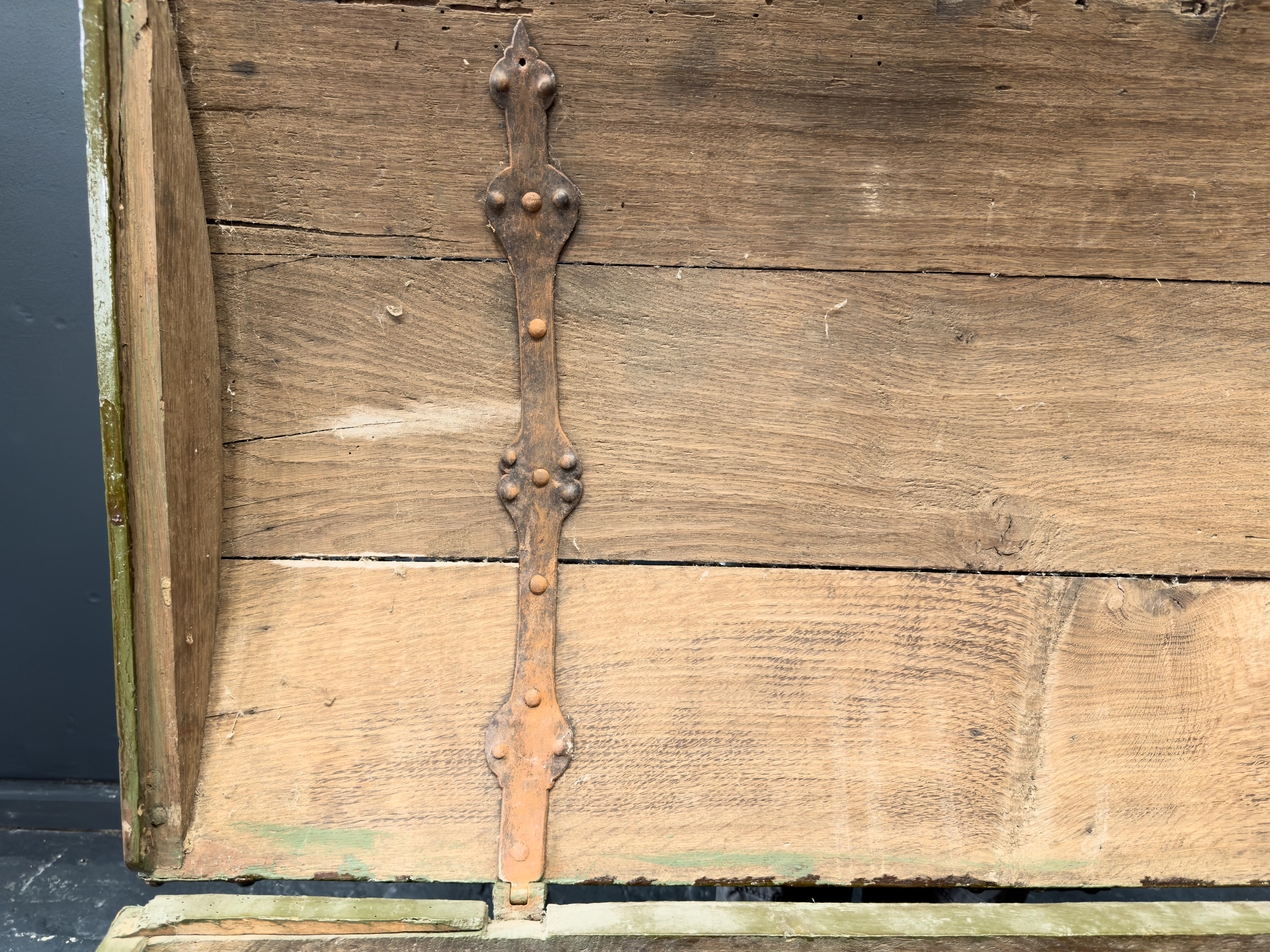 Large Green Painted Danish Folk Chest For Sale 9
