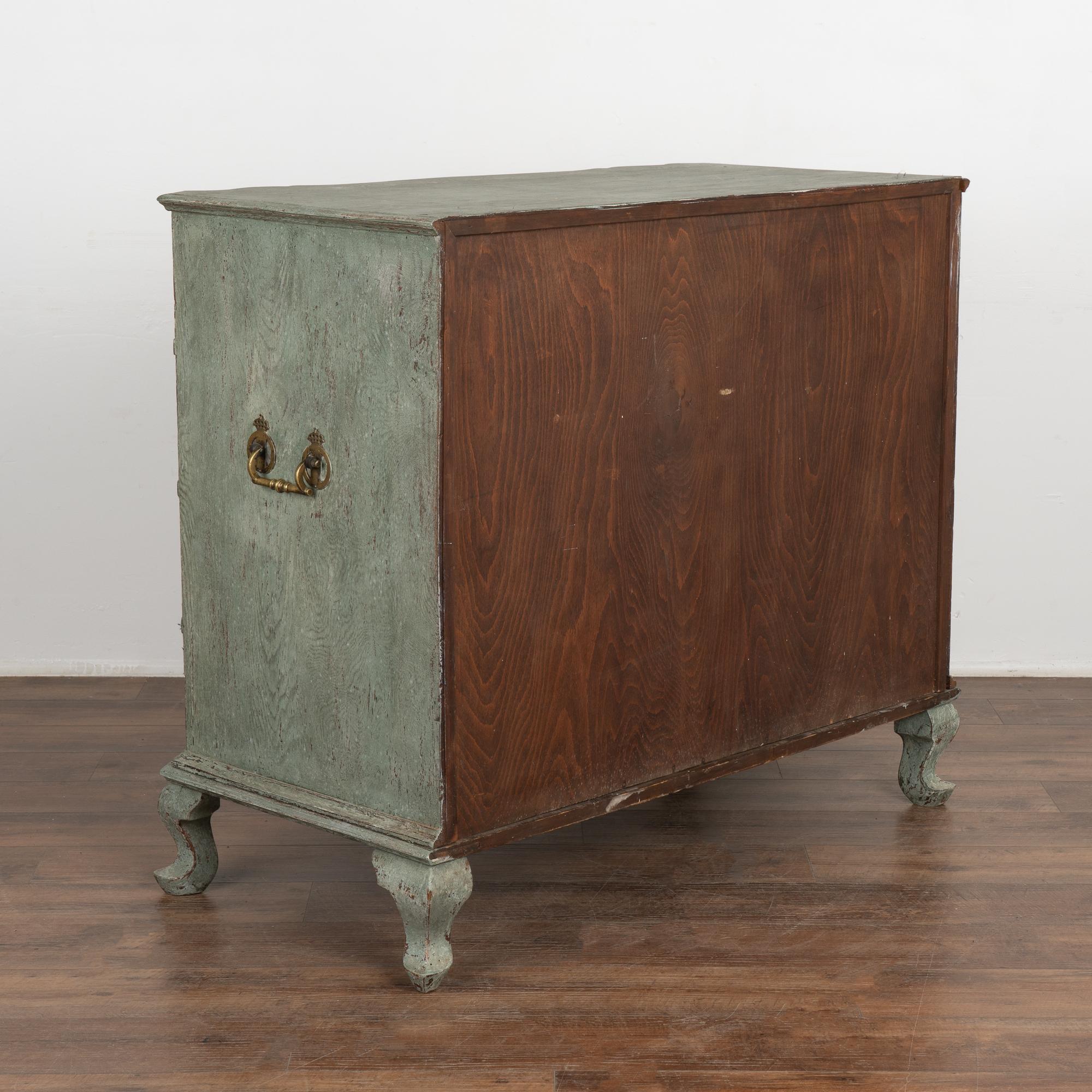 Large Green Painted Oak Rococo Chest of Four Drawers, Denmark circa 1770 6