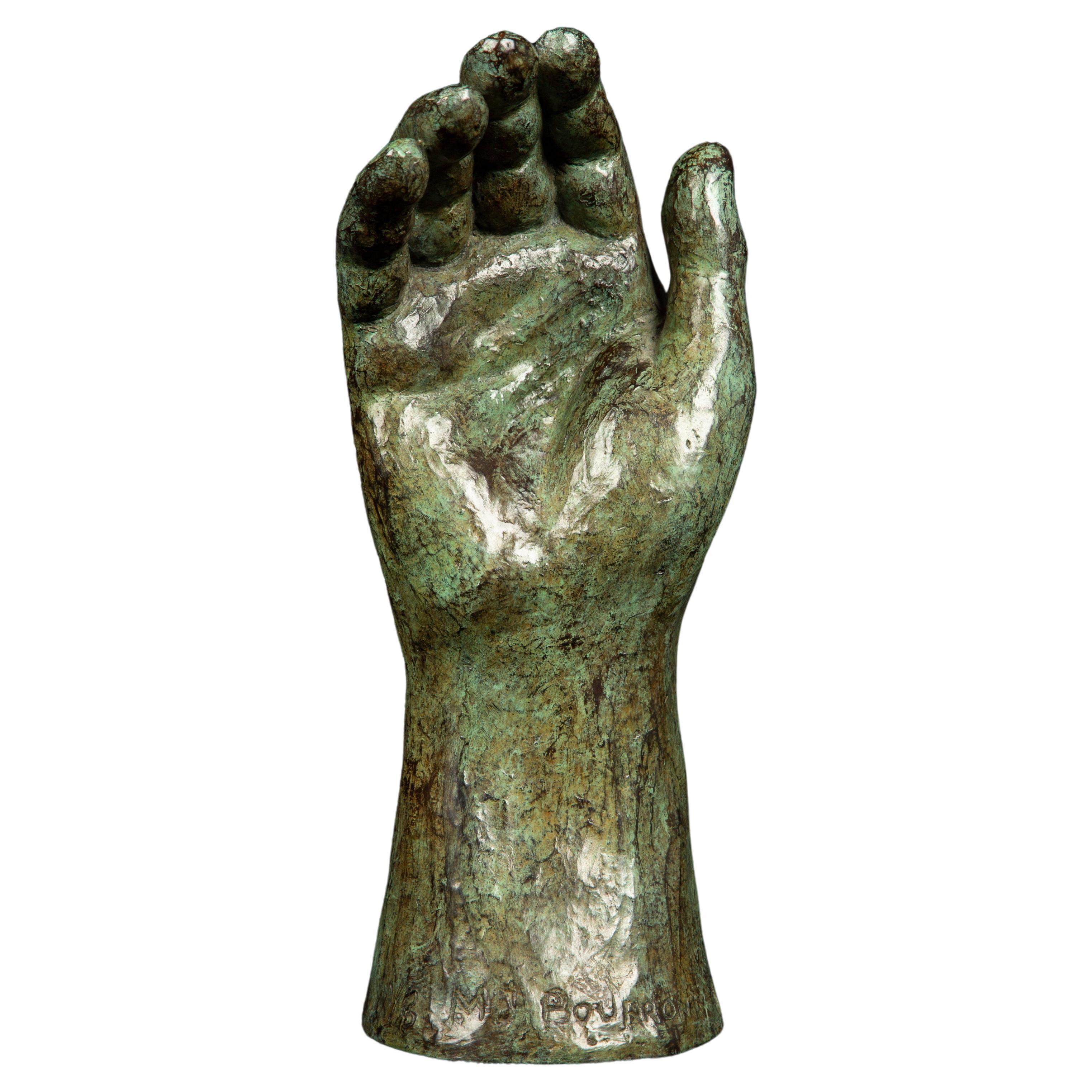 Large Green Patinated Bronze Hand by Marie-Josèphe Bourron