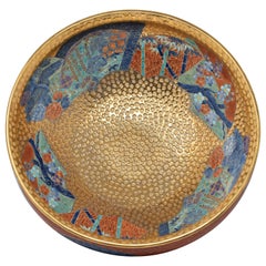 Large Green Red Gold Porcelain Bowl by Japanese Contemporary Master Artist