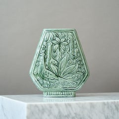 Große Vase aus grünem Steingut von Gunnar Nylund für Rorstrand, Schweden, 1960er Jahre.