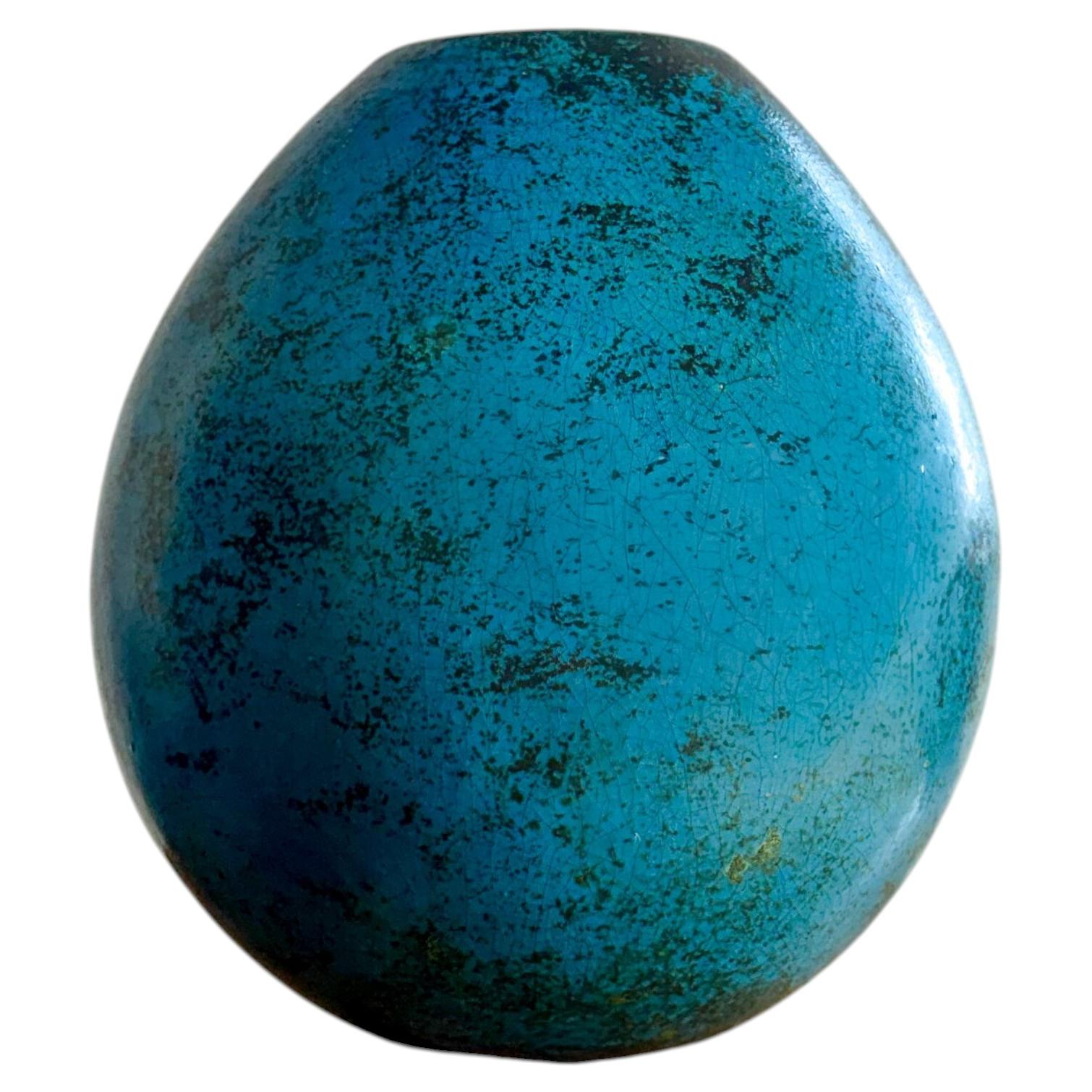 Large Green Stoneware Vase - Hans Hedberg, Biot, France For Sale