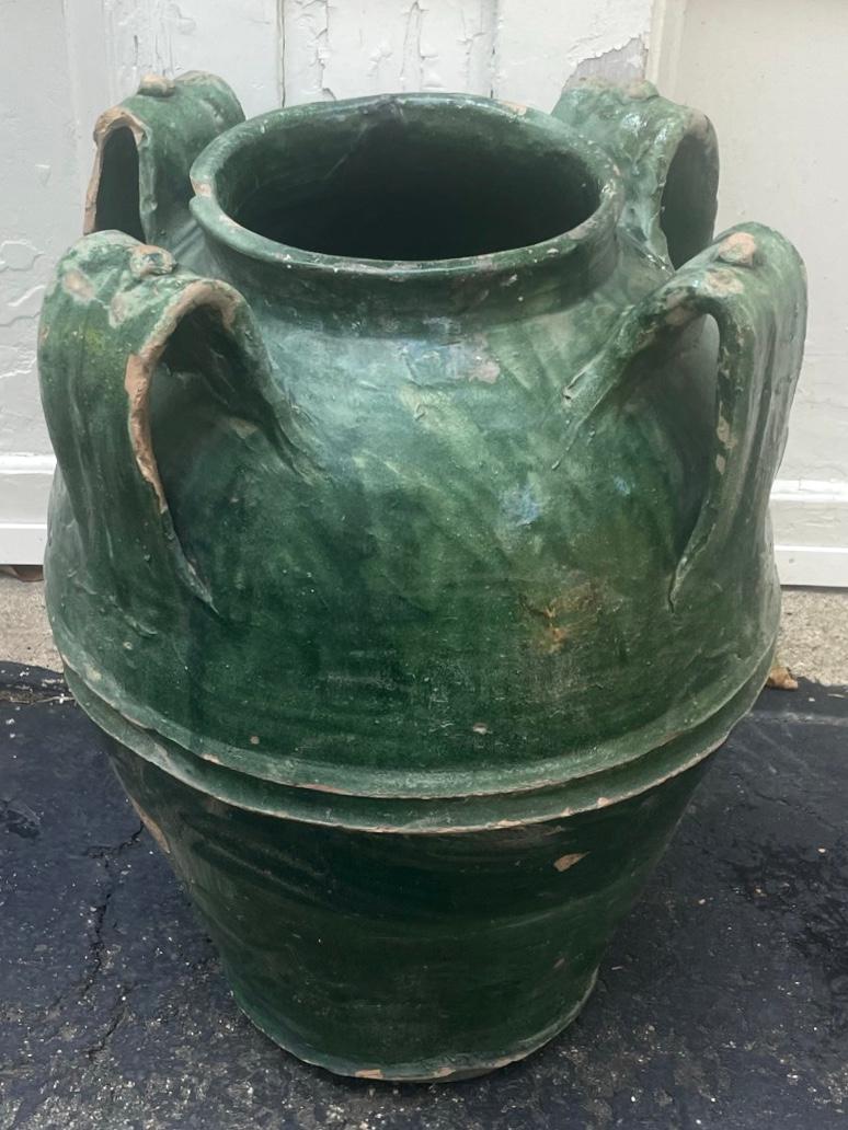 Large Green Terracotta Amphora Urn In Good Condition For Sale In New York, NY