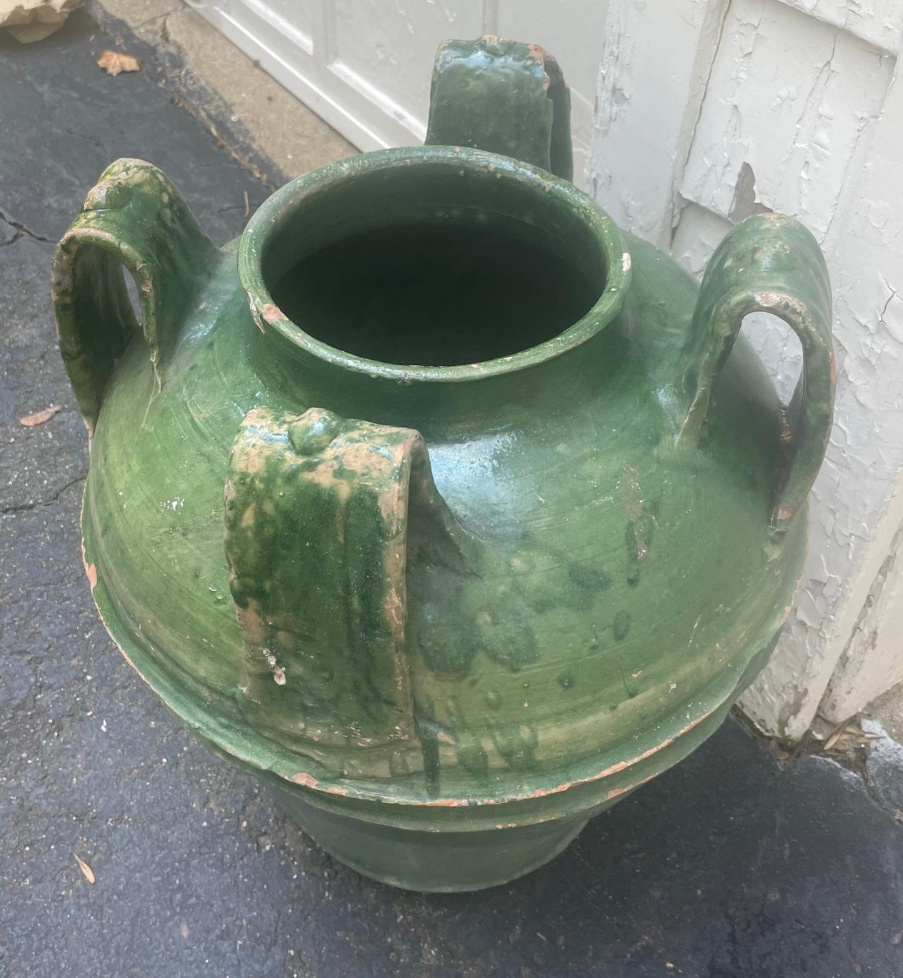 Large Green Terracotta Amphora Urn For Sale 1